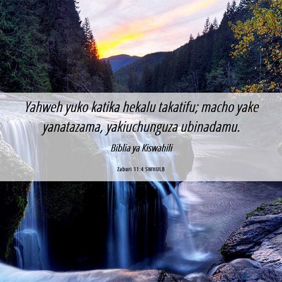 Picture 06 - Zaburi 11:4 SWHULB - Yahweh yuko katika hekalu takatifu; macho yake - Bible Verse Picture