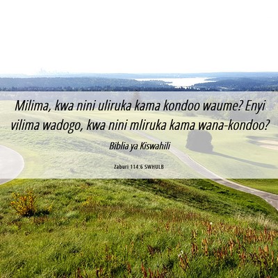 Picture 06 - Zaburi 114:6 SWHULB - Milima, kwa nini uliruka kama kondoo waume? Enyi - Bible Verse Picture