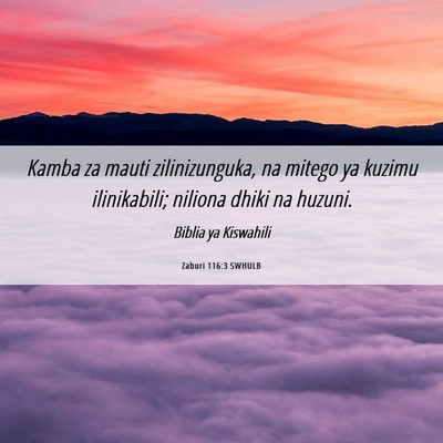 Picture 06 - Zaburi 116:3 SWHULB - Kamba za mauti zilinizunguka, na mitego ya kuzimu - Bible Verse Picture