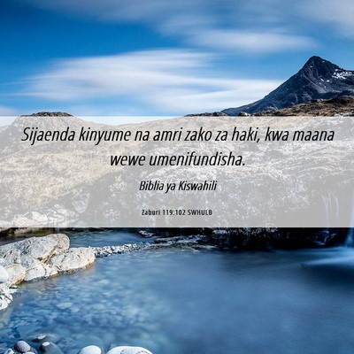 Picture 06 - Zaburi 119:102 SWHULB - Sijaenda kinyume na amri zako za haki, kwa maana - Bible Verse Picture