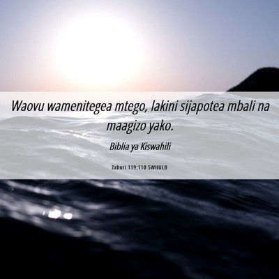 Picture 06 - Zaburi 119:110 SWHULB - Waovu wamenitegea mtego, lakini sijapotea mbali - Bible Verse Picture