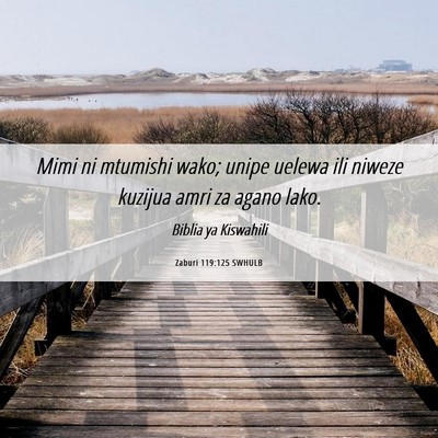 Picture 06 - Zaburi 119:125 SWHULB - Mimi ni mtumishi wako; unipe uelewa ili niweze - Bible Verse Picture