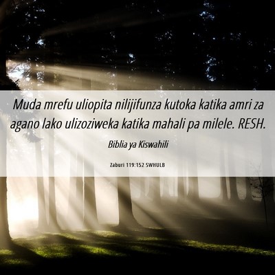 Picture 06 - Zaburi 119:152 SWHULB - Muda mrefu uliopita nilijifunza kutoka katika - Bible Verse Picture