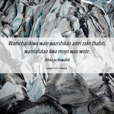 Picture 06 - Zaburi 119:2 SWHULB - Wamebarikiwa wale wazishikao amri zake thabiti, - Bible Verse Picture