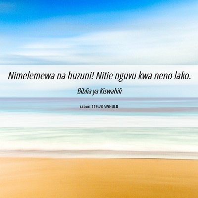 Picture 06 - Zaburi 119:28 SWHULB - Nimelemewa na huzuni! Nitie nguvu kwa neno - Bible Verse Picture