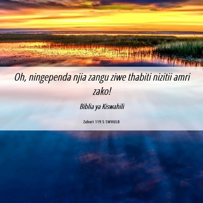 Picture 06 - Zaburi 119:5 SWHULB - Oh, ningependa njia zangu ziwe thabiti nizitii - Bible Verse Picture
