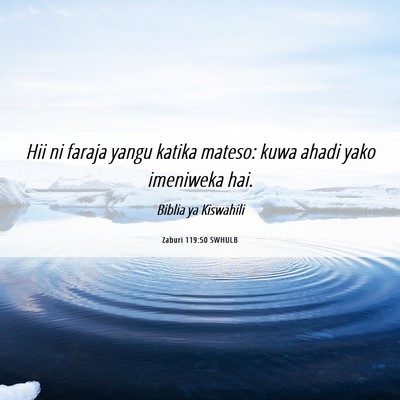 Picture 06 - Zaburi 119:50 SWHULB - Hii ni faraja yangu katika mateso: kuwa ahadi - Bible Verse Picture