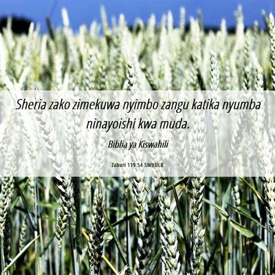 Picture 06 - Zaburi 119:54 SWHULB - Sheria zako zimekuwa nyimbo zangu katika nyumba - Bible Verse Picture