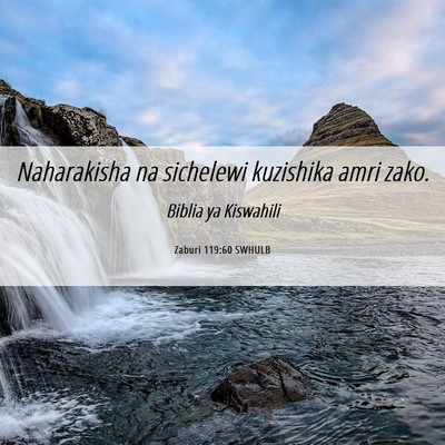 Picture 06 - Zaburi 119:60 SWHULB - Naharakisha na sichelewi kuzishika amri - Bible Verse Picture