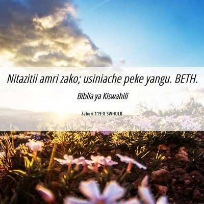 Picture 06 - Zaburi 119:8 SWHULB - Nitazitii amri zako; usiniache peke yangu. - Bible Verse Picture