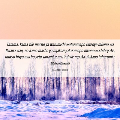 Picture 06 - Zaburi 123:2 SWHULB - Tazama, kama vile macho ya watumishi watazamapo - Bible Verse Picture