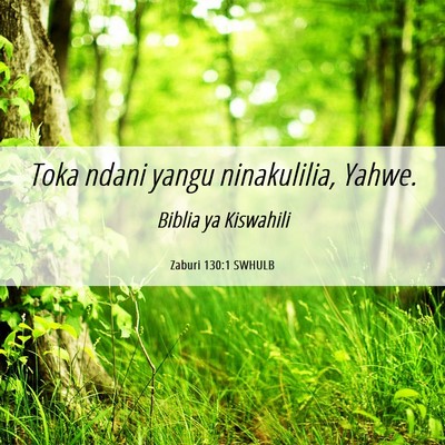 Picture 06 - Zaburi 130:1 SWHULB - Toka ndani yangu ninakulilia, - Bible Verse Picture