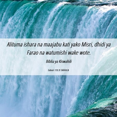 Picture 06 - Zaburi 135:9 SWHULB - Alituma ishara na maajabu kati yako Misri, dhidi - Bible Verse Picture
