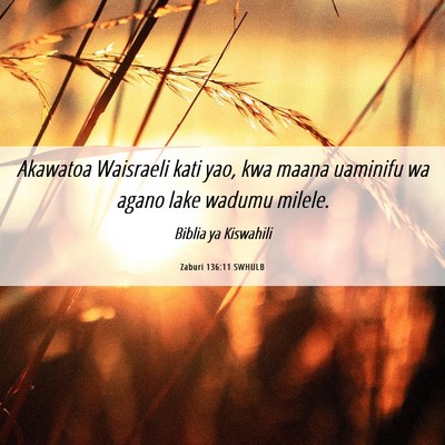 Picture 06 - Zaburi 136:11 SWHULB - Akawatoa Waisraeli kati yao, kwa maana uaminifu - Bible Verse Picture