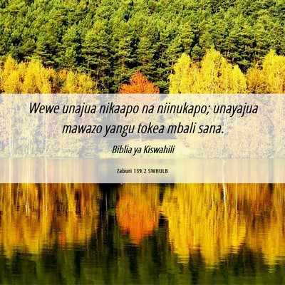 Picture 06 - Zaburi 139:2 SWHULB - Wewe unajua nikaapo na niinukapo; unayajua mawazo - Bible Verse Picture