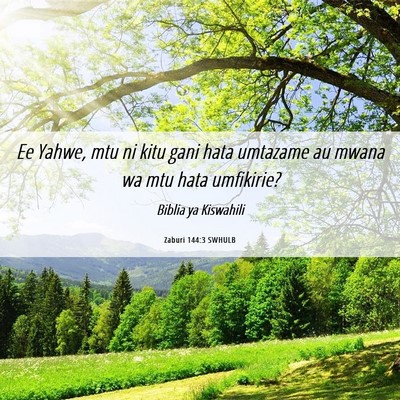 Picture 06 - Zaburi 144:3 SWHULB - Ee Yahwe, mtu ni kitu gani hata umtazame au mwana - Bible Verse Picture
