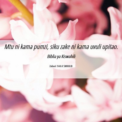 Picture 06 - Zaburi 144:4 SWHULB - Mtu ni kama pumzi, siku zake ni kama uvuli - Bible Verse Picture