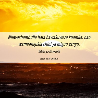 Picture 06 - Zaburi 18:38 SWHULB - Niliwashambulia hata hawakuweza kuamka; nao - Bible Verse Picture