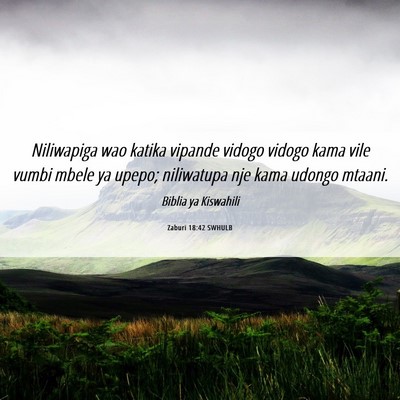 Picture 06 - Zaburi 18:42 SWHULB - Niliwapiga wao katika vipande vidogo vidogo kama - Bible Verse Picture