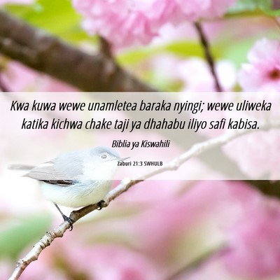 Picture 06 - Zaburi 21:3 SWHULB - Kwa kuwa wewe unamletea baraka nyingi; wewe - Bible Verse Picture