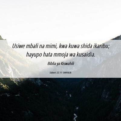 Picture 06 - Zaburi 22:11 SWHULB - Usiwe mbali na mimi, kwa kuwa shida ikaribu; - Bible Verse Picture