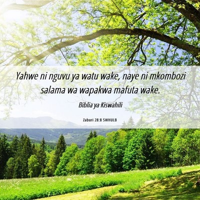 Picture 06 - Zaburi 28:8 SWHULB - Yahwe ni nguvu ya watu wake, naye ni mkombozi - Bible Verse Picture