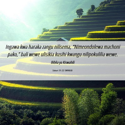 Picture 06 - Zaburi 31:22 SWHULB - Ingawa kwa haraka zangu nilisema, “Nimeondolewa - Bible Verse Picture