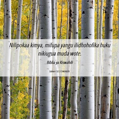 Picture 06 - Zaburi 32:3 SWHULB - Nilipokaa kimya, mifupa yangu ilidhohofika huku - Bible Verse Picture