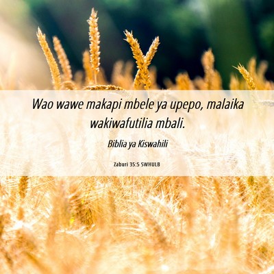 Picture 06 - Zaburi 35:5 SWHULB - Wao wawe makapi mbele ya upepo, malaika - Bible Verse Picture