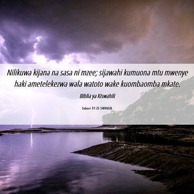 Picture 06 - Zaburi 37:25 SWHULB - Nilikuwa kijana na sasa ni mzee; sijawahi kumuona - Bible Verse Picture
