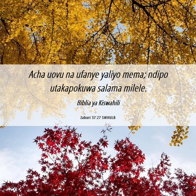 Picture 06 - Zaburi 37:27 SWHULB - Acha uovu na ufanye yaliyo mema; ndipo - Bible Verse Picture