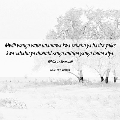 Picture 06 - Zaburi 38:3 SWHULB - Mwili wangu wote unaumwa kwa sababu ya hasira - Bible Verse Picture