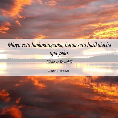 Picture 06 - Zaburi 44:18 SWHULB - Mioyo yetu haikukengeuka; hatua zetu hazikuiacha - Bible Verse Picture