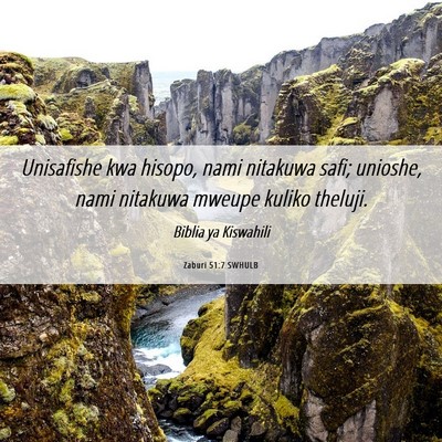 Picture 06 - Zaburi 51:7 SWHULB - Unisafishe kwa hisopo, nami nitakuwa safi; - Bible Verse Picture