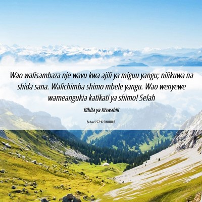 Picture 06 - Zaburi 57:6 SWHULB - Wao walisambaza nje wavu kwa ajili ya miguu - Bible Verse Picture