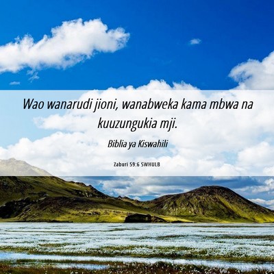 Picture 06 - Zaburi 59:6 SWHULB - Wao wanarudi jioni, wanabweka kama mbwa na - Bible Verse Picture
