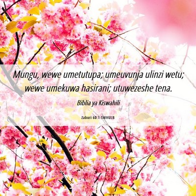Picture 06 - Zaburi 60:1 SWHULB - Mungu, wewe umetutupa; umeuvunja ulinzi wetu; - Bible Verse Picture