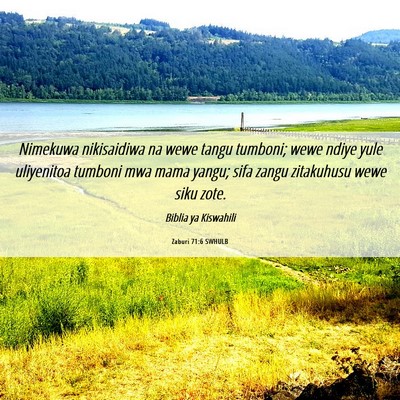 Picture 06 - Zaburi 71:6 SWHULB - Nimekuwa nikisaidiwa na wewe tangu tumboni; wewe - Bible Verse Picture