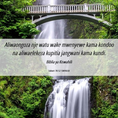 Picture 06 - Zaburi 78:52 SWHULB - Aliwaongoza nje watu wake mwenyewe kama kondoo na - Bible Verse Picture