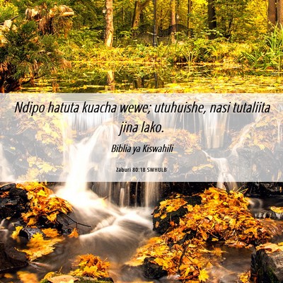 Picture 06 - Zaburi 80:18 SWHULB - Ndipo hatuta kuacha wewe; utuhuishe, nasi - Bible Verse Picture