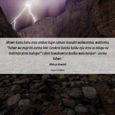 Picture 06 - Zekaria 1:4 SWHULB - Msiwe kama baba zenu ambao hapo zamani manabii - Bible Verse Picture