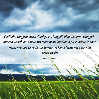 Picture 06 - Zekaria 10:3 SWHULB - Gadhabu yangu inawaka dhidi ya wachungaji; ni - Bible Verse Picture
