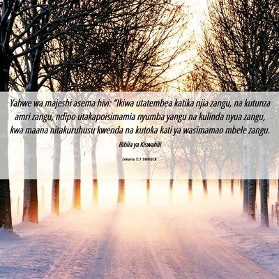 Picture 06 - Zekaria 3:7 SWHULB - Yahwe wa majeshi asema hivi: “Ikiwa utatembea - Bible Verse Picture