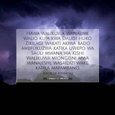 Picture 07 - 1 Nyakati 12:1 SWHULB - Hawa walikuwa wanaume walio kuja kwa Daudi huko - Bible Verse Picture