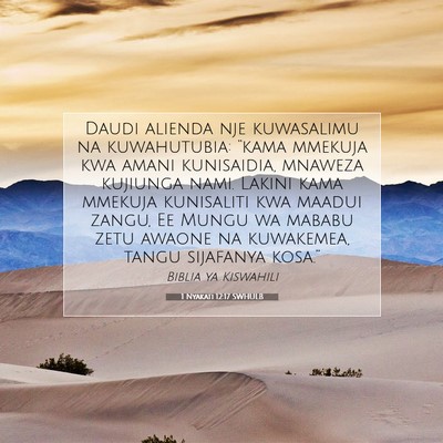 Picture 07 - 1 Nyakati 12:17 SWHULB - Daudi alienda nje kuwasalimu na kuwahutubia: - Bible Verse Picture