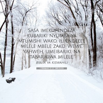 Picture 07 - 1 Nyakati 17:27 SWHULB - Sasa imekupendeza kubariki nyumba ya mtumishi - Bible Verse Picture