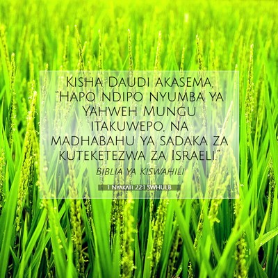 Picture 07 - 1 Nyakati 22:1 SWHULB - Kisha Daudi akasema, “Hapo ndipo nyumba ya - Bible Verse Picture
