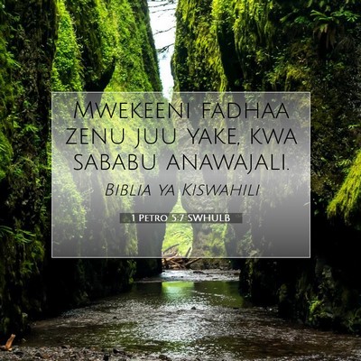 Picture 07 - 1 Petro 5:7 SWHULB - Mwekeeni fadhaa zenu juu yake, kwa sababu - Bible Verse Picture