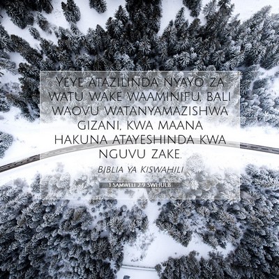 Picture 07 - 1 Samweli 2:9 SWHULB - Yeye atazilinda nyayo za watu wake waaminifu, - Bible Verse Picture
