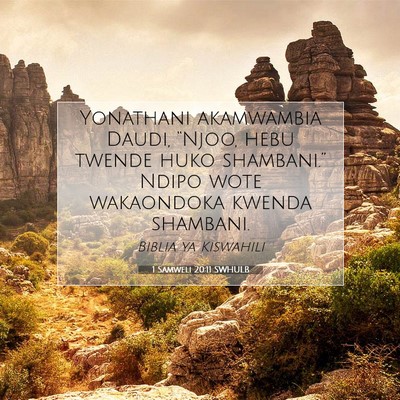 Picture 07 - 1 Samweli 20:11 SWHULB - Yonathani akamwambia Daudi, “Njoo, hebu twende - Bible Verse Picture